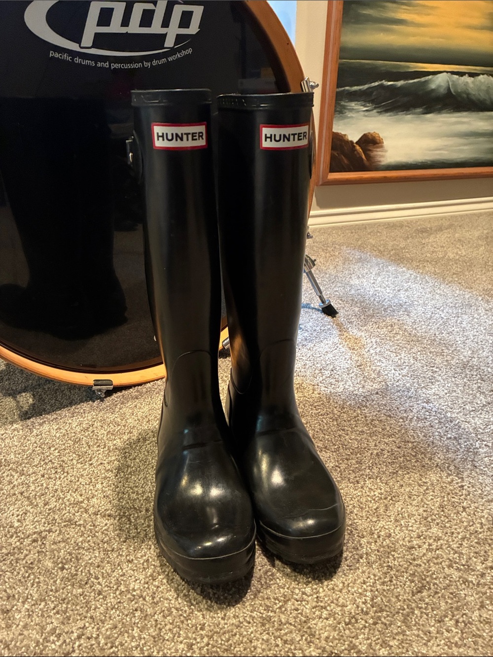 Hunter Black Tall Rain Boots